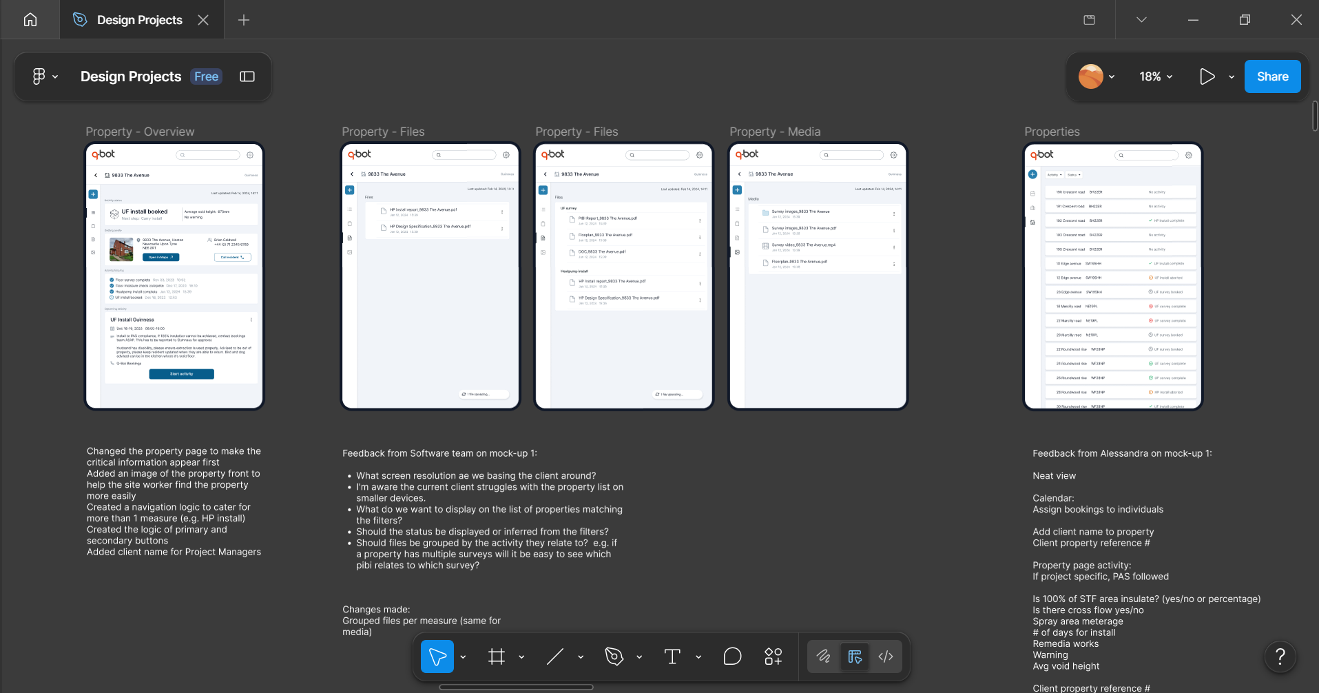 Feedback recorded directly in Figma